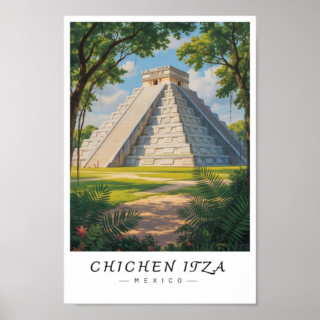 Chichen Itza Mexico Wall Art, Mayan Ruin Poster (Framsidan)