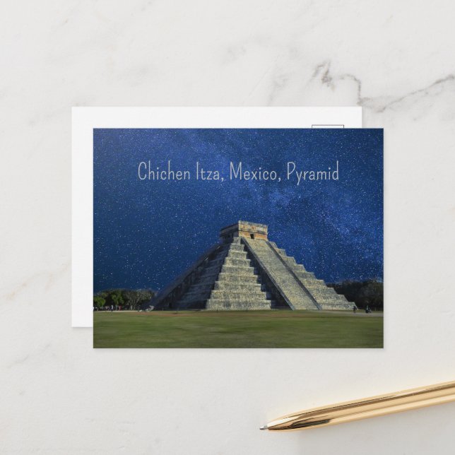 Chichen Itza, Mexiko, pyramid Vykort (Fram/Back In Situ)