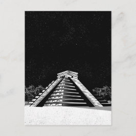 Chichen Itza pyramid och night Vykort
