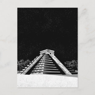 Chichen Itza pyramid och night Vykort