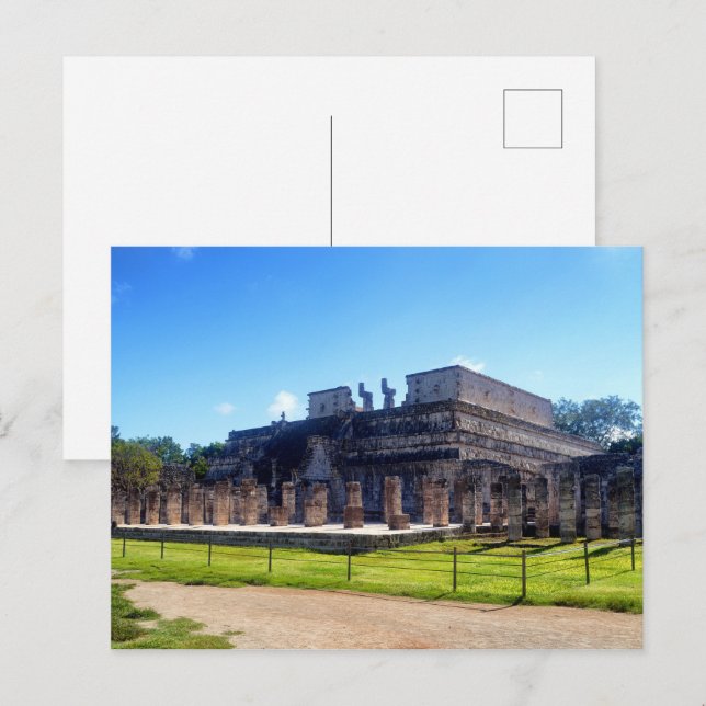 Chichen Itza. Temple-krigare Vykort (Fram/baksida)