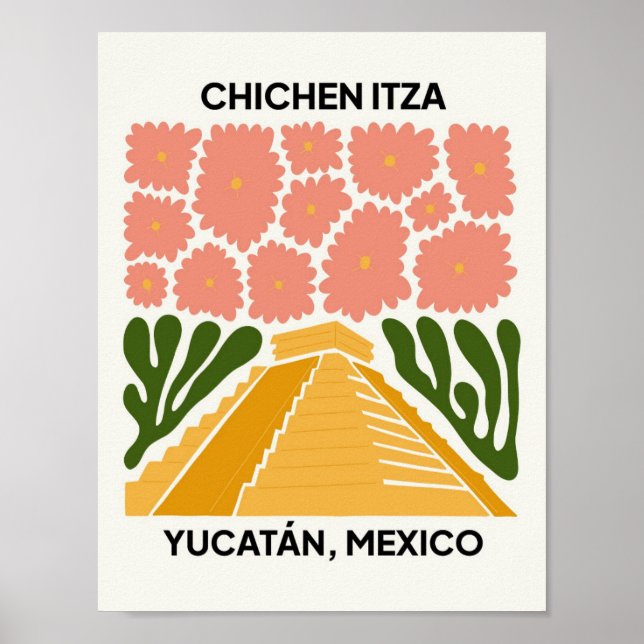Chichen Itza Yucatan Mexico-resekonsten blommigt a Poster (Framsidan)