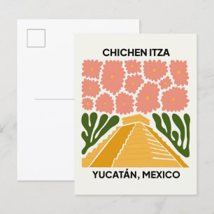 Chichen Itza Yucatan Mexico-resekonsten blommigt a Vykort