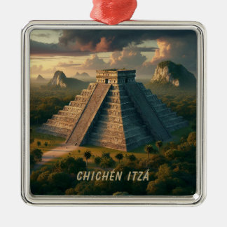Chichén Itzá Yucatán Mexiko Landskap Resa Julgransprydnad Metall