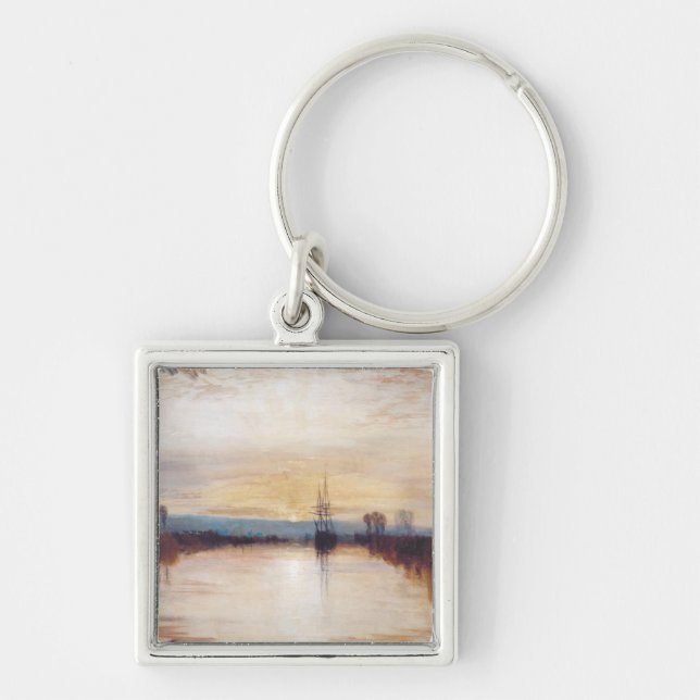 Chichester Canal av Joseph William Turner Fyrkantig Silverfärgad Nyckelring (Framsidan)