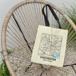 Chichester, West Sussex City Map Tote Bag Tygkasse