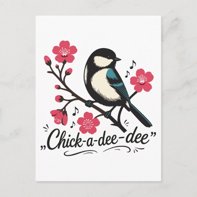Chick-a-dee-dee-dee mesarts sång vykort (Framsida)