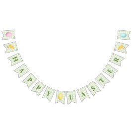 Chick And Pastel Eggs Happy Easter Green Gingham Vimplar