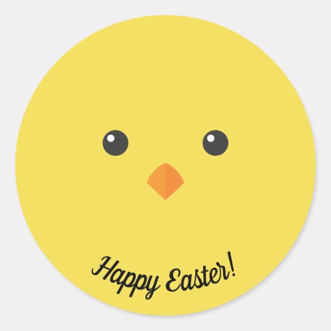 Chick Ansikte Runt Klistermärke (Framsida)