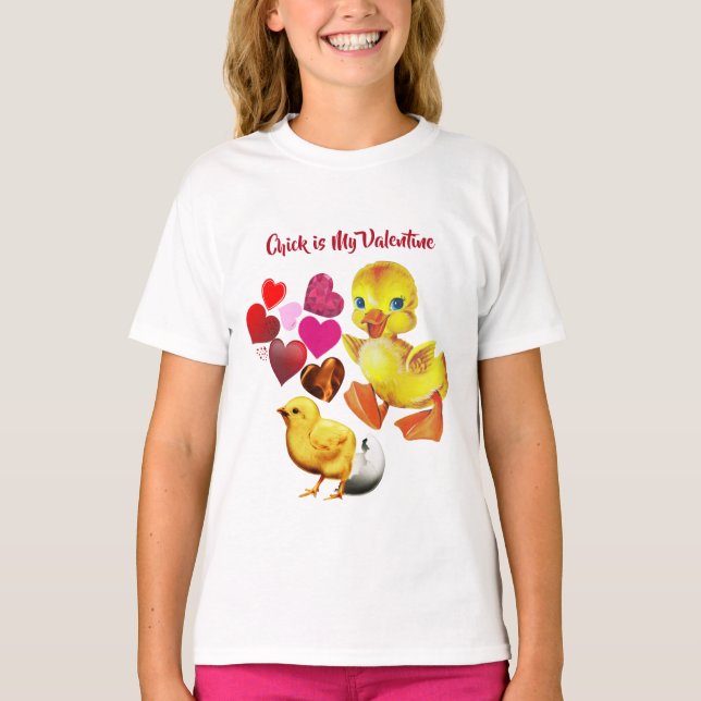 Chick är Mina hjärtans sötande hjärtan, Cute Girls T Shirt (Framsida)