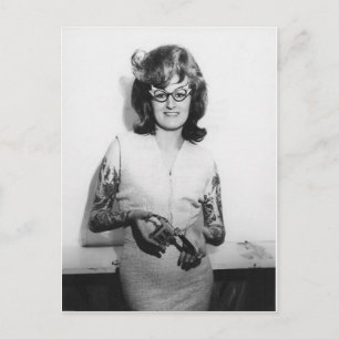 Chick av attooed Glass Vykort