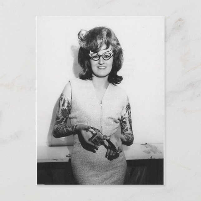 Chick av attooed Glass Vykort (Framsida)