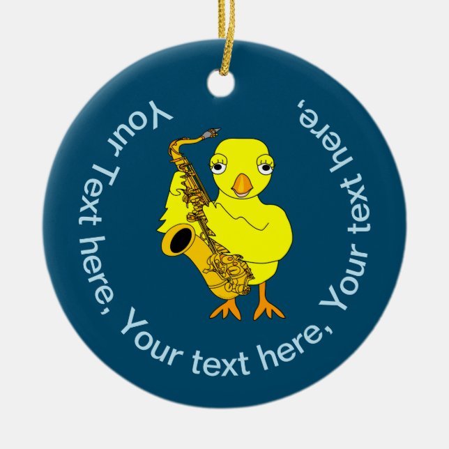 Chick av saxofon julgransprydnad keramik (Framsidan)