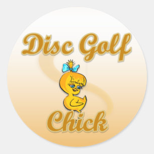 Chick av skivgolf runt klistermärke