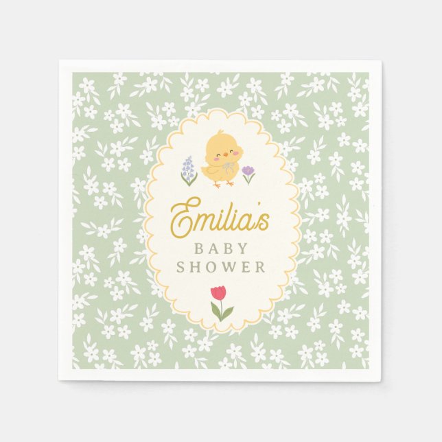 Chick Baby Shower Cute Paper Napkins Pappersservett (Framsidan)
