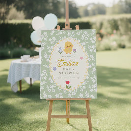 Chick Baby Shower Cute Welcome Sign Poster