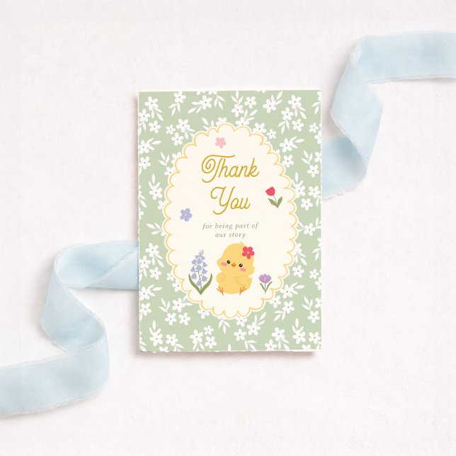 Chick Baby Shower Thank You Card Tack Kort (Skapare uppladdad)