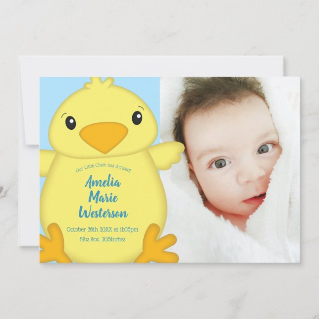 Chick Baby Shower Vår Blue Inbjudningar (Framsida)