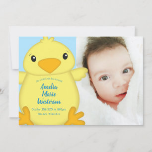 Chick Baby Shower Vår Blue Inbjudningar