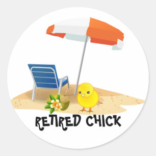 Chick - Beach Scene Runt Klistermärke