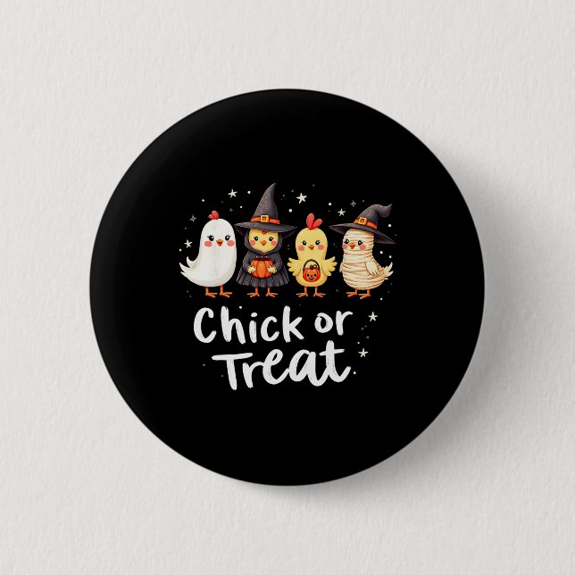 Chick eller behandling av Cute Halloween Chicken C Knapp (Framsida)