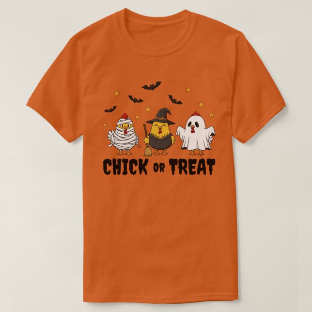 Chick eller behandling av Funny Chicken Halloween  T Shirt (Design framsida)