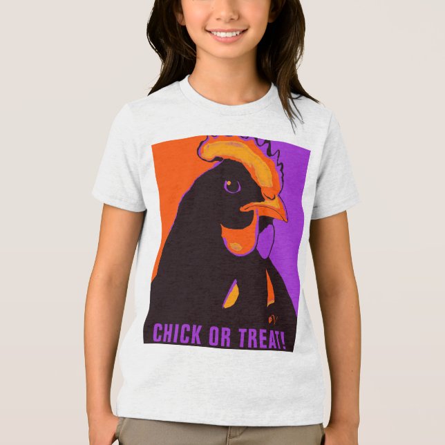 Chick eller behandling av Halloween Pop Art Chicke T Shirt (Framsida)