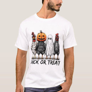 Chick eller behandling av Halloween Pumpkin Ghost T Shirt