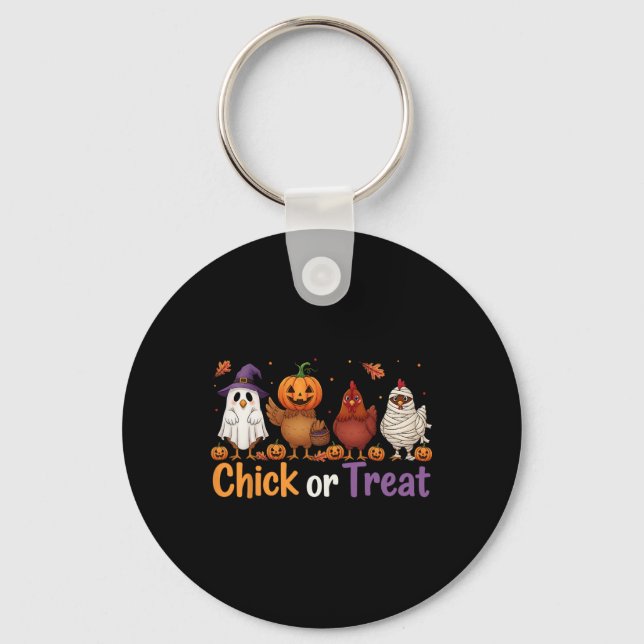 Chick eller behandling av Halloween Witch Spooky C Nyckelring (Framsida)