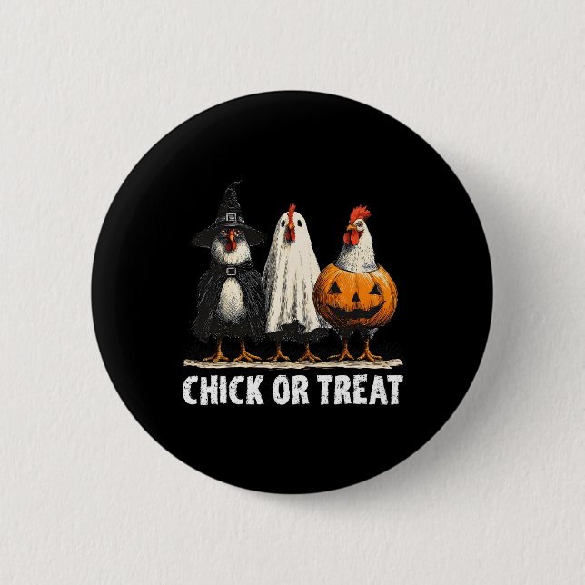 Chick eller behandling av kycklingar Ghost Witchy Knapp (Framsida)