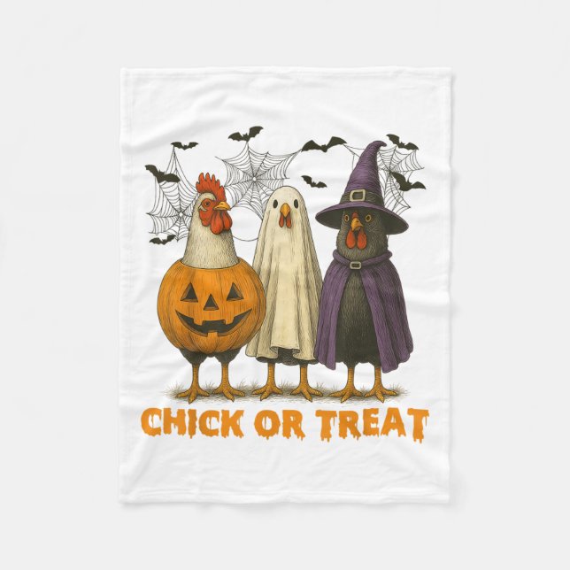 Chick eller behandling av nuny Chicken Halloween C Fleecefilt (Framsidan)