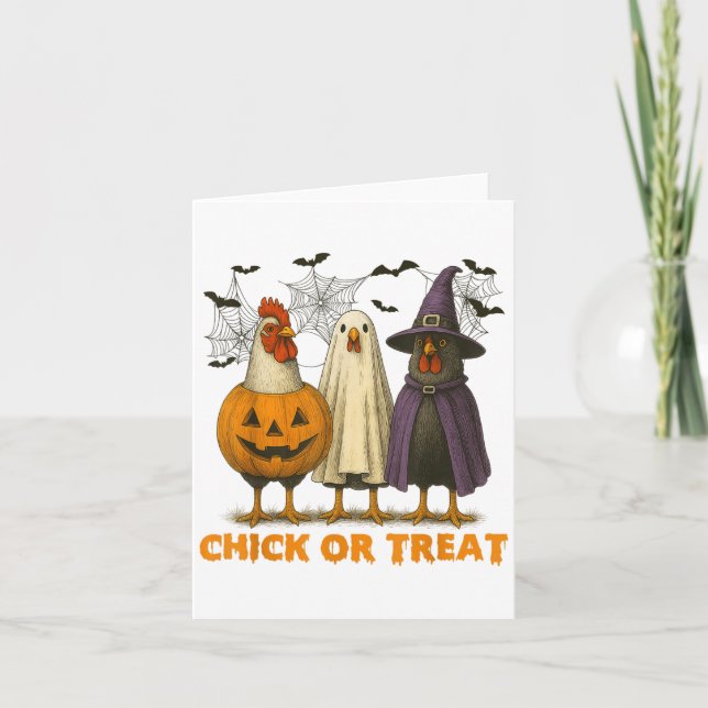 Chick eller behandling av nuny Chicken Halloween C Kort (Framsida)