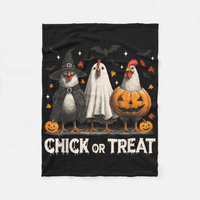 Chick eller behandling av Spooky Chicken Halloween Fleecefilt (Framsidan)