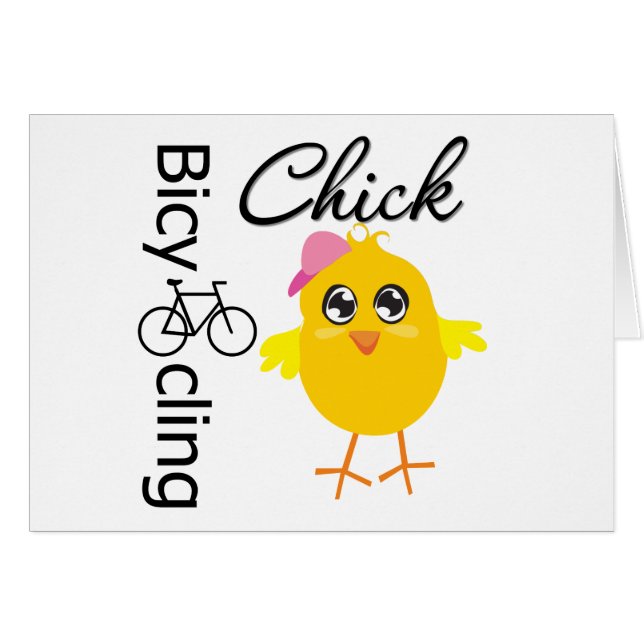Chick för bicykling hälsningskort (Framsidan Horizontal)