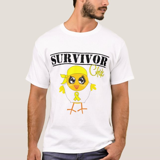 Chick för blåsacanceröverlevande t-shirt (Framsida)
