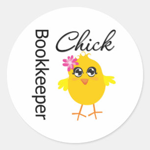 Chick för bokhållare runt klistermärke