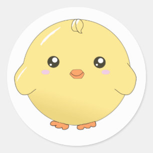 Chick för gult av kawaii- runt klistermärke