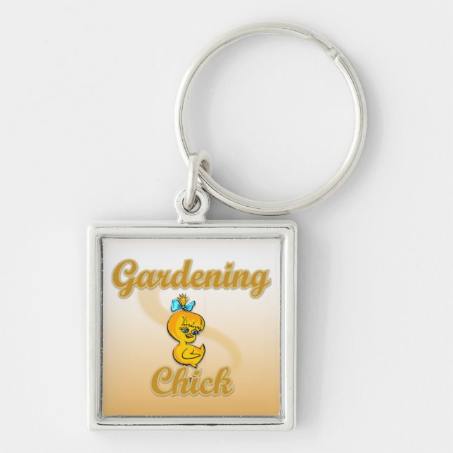  Chick Fyrkantig Silverfärgad Nyckelring (Framsidan)