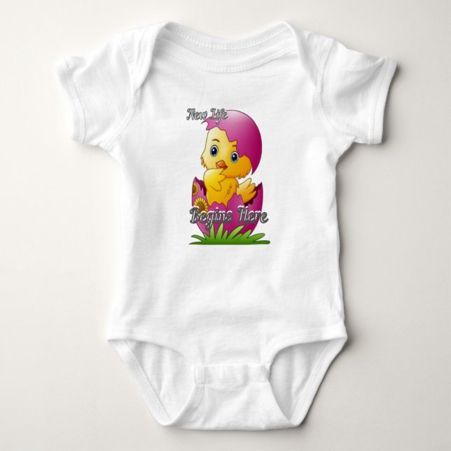 Chick Hatch Baby Bodykostym T Shirt (Framsida)