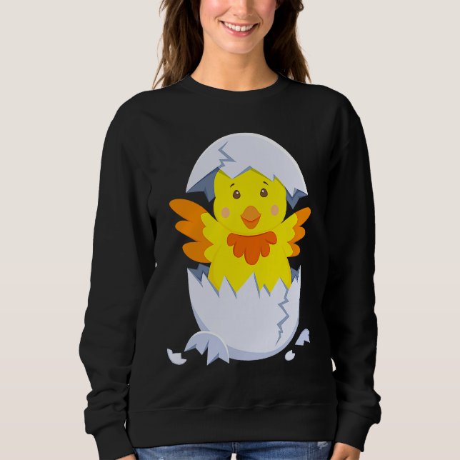 Chick hatches out of egg chicken chick with egg sh t shirt (Framsida)