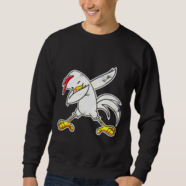 Chick Hen Dabbing Chicken   Lång Ärmad Tröja (Framsida)