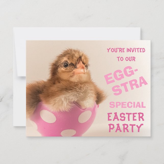 Chick i Egg Eggstra Speciella Påsk Party Inbjudningar (Framsida)