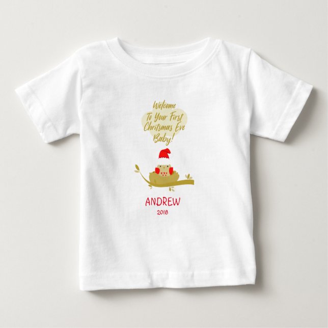 Chick in Nest First Christmas T Shirt (Framsida)