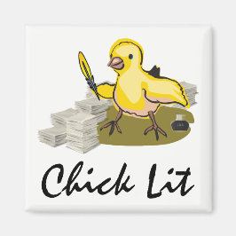 Chick Lit Writer med Papper och ludd Quill Magnet