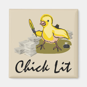 Chick Lit Writer med Papper och ludd Quill Magnet