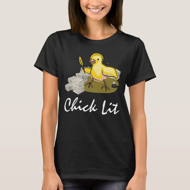 Chick Lit Writer med Papper och ludd Quill T-shirt (Framsida)