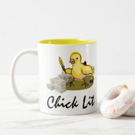Chick Lit Writer med Papper och ludd Quill Två-Tonad Mugg