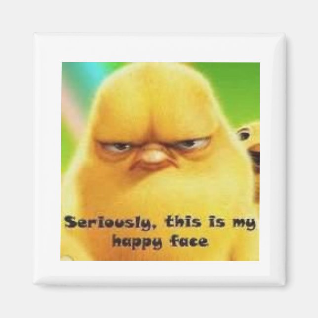 Chick Lycklig Ansikte Magnet (Framsidan)