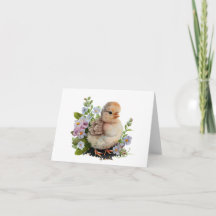 Chick med ädla vattenfärger med Blommor BLANK