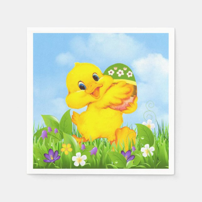 Chick med Påskägg Pappersservett (Framsidan)